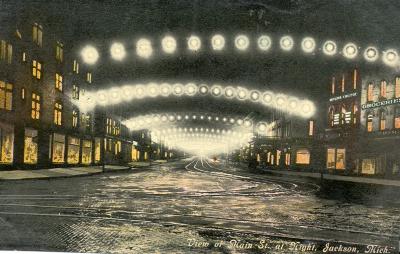 Main Street at Night (Black & White)