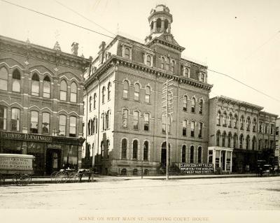 Scene on West Main St. Showing Court House