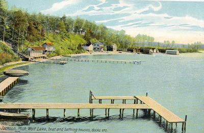 Wolf Lake (Boat, Bathing Houses, & Docks)