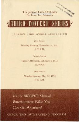 Jackson Civic Orchestra Third Concert Series Program