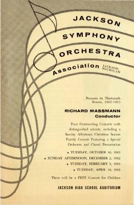 Jackson Symphony Orchestra Thirteenth Season Program 1962-1963