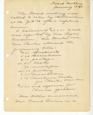 Minutes from January 1943 AAUW Jackson Board Meeting