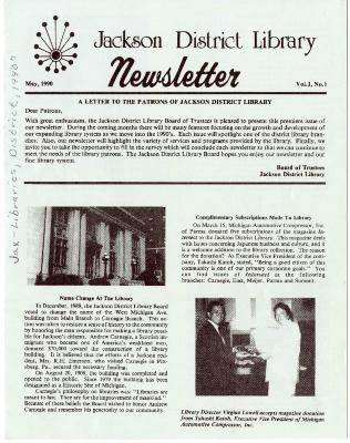 Jackson District Library Newsletter Vol.1, No.1